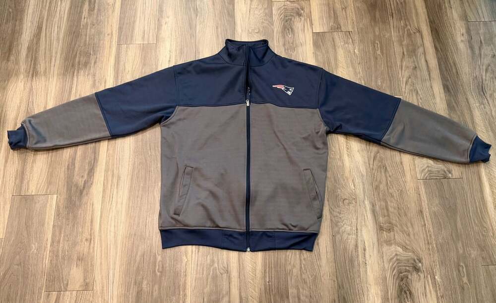 Majestic New England Patriots Size LT Full Zip Jacket Blue Gray